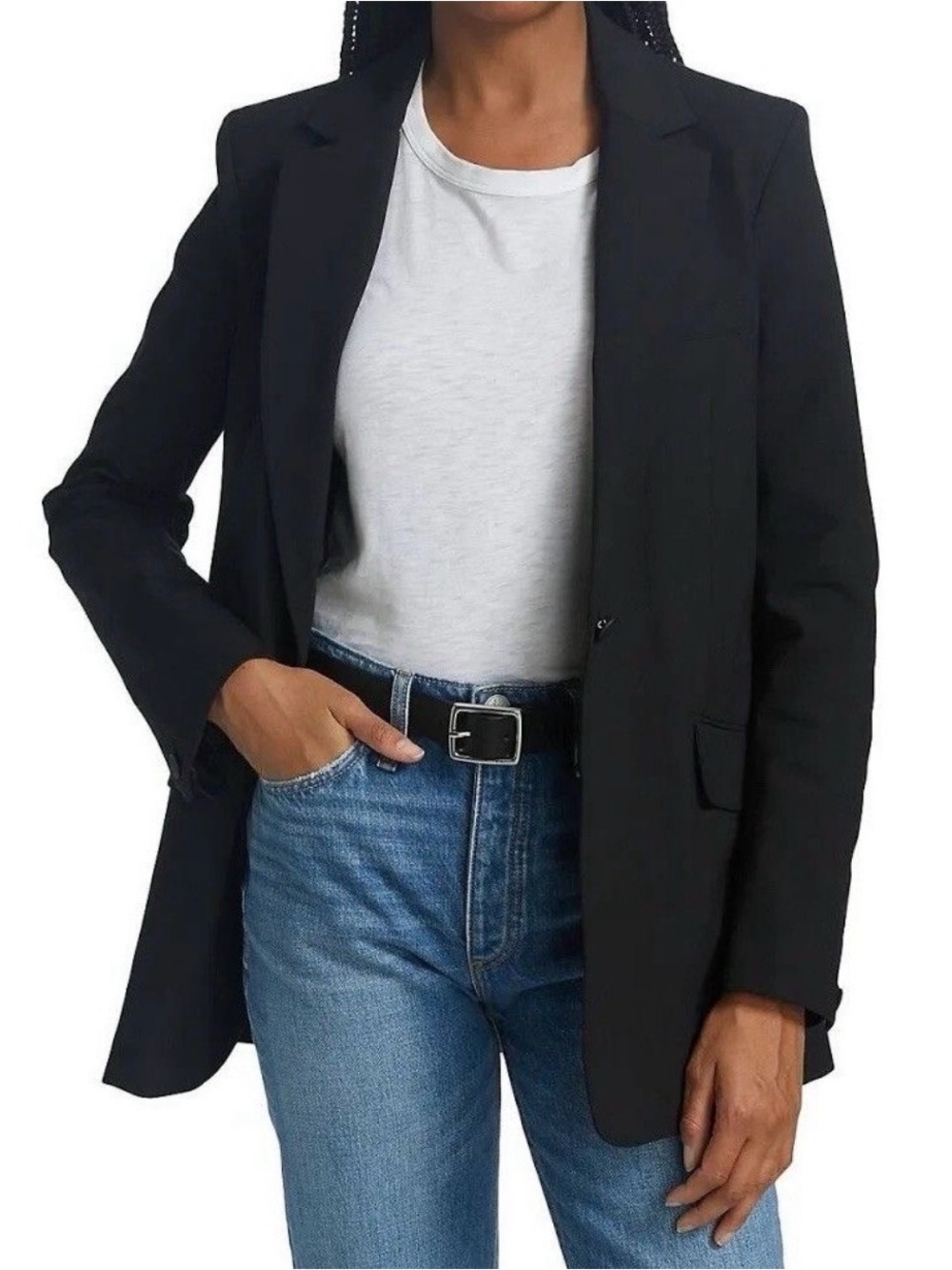 rag & bone Women's Ames Boyfriend Fit Cotton Blazer Size 6 Black